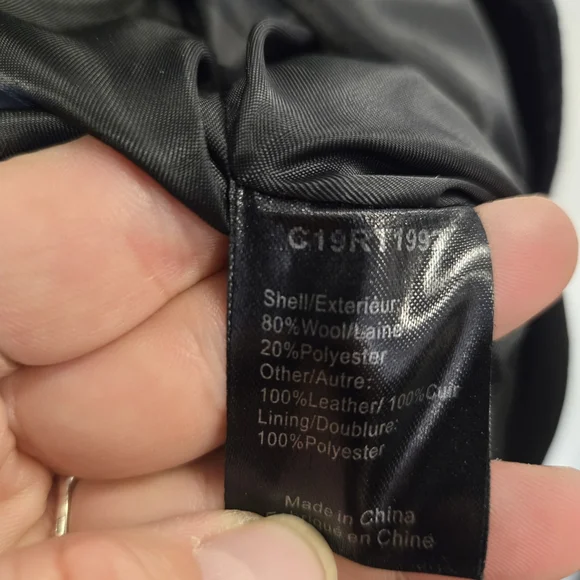 Classic Black Leather And Wool Jacket for Women - Picture 6 of 6